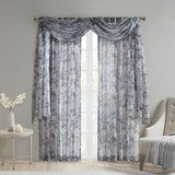 Madison Park Simone Transitional Printed Floral Rod Pocket and Back Tab Voile Sheer Curtain MP40-6617 Grey