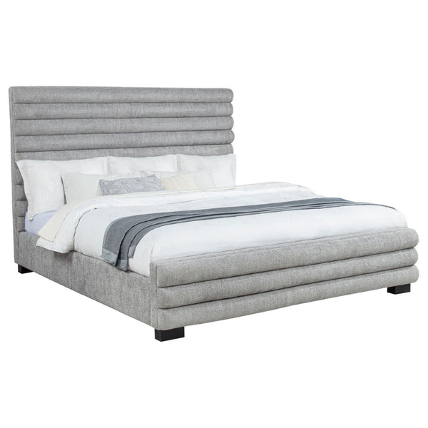 English Elm Fandango Boucle Eastern King Bed with Channel Tufted Headboard for Modern Bedrooms B062S01632