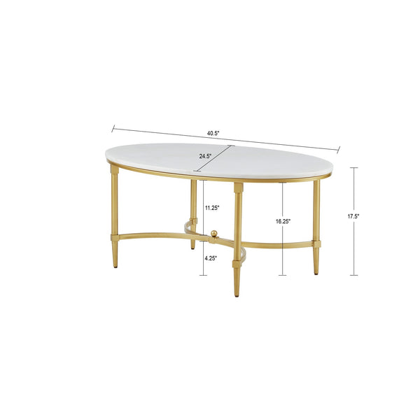JLA Home Madison Park Signature - Coffee Madison Park Signature Bordeaux Marble Top Coffee Table with Gold Legs — Glam Transitional Centerpiece MPS120-0123