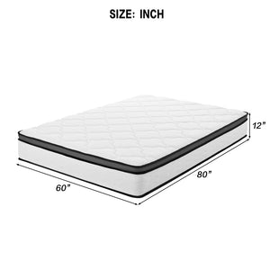 English Elm Queen Hybrid Mattress 12 Inch Pocket Coil Memory Foam Medium Firm Bamboo Cover W3384P325067