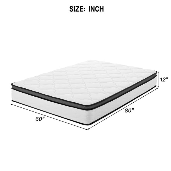 English Elm Queen Hybrid Mattress 12 Inch Pocket Coil Memory Foam Medium Firm Bamboo Cover W3384P325067
