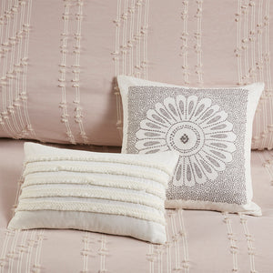 JLA Home INK+IVY - 3 INK+IVY Kara Cotton Jacquard Mini Comforter Set — Reversible Striped & Diamond Print, OEKO‑TEX Certified Elegance Blush II10-1150