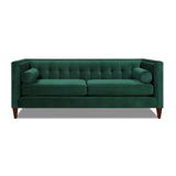 English Elm Jack 84" Modern Tuxedo Tufted Sofa, Evergreen Velvet