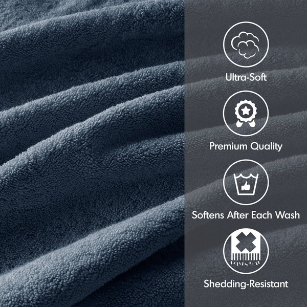 JLA Home Madison Park Signature - Ultra-Soft 100% Cotton Towels | 800 GSM Plush Spa-Quality Set with Antimicrobial Finish, Oeko‑Tex Safe Slate Blue MPS73-199