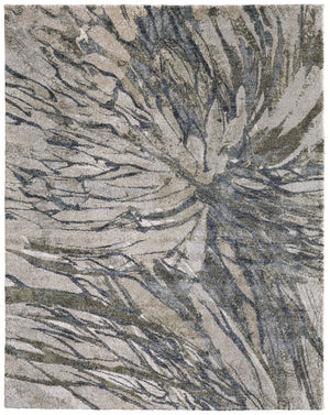 Feizy Rugs Skyview Abstract Textured Rug - Durable Polypropylene With Plush Pile, Perfect For Sophisticated Decor Gray,Green,Ivory Polypropylene Skv39q8fgrn000p18
