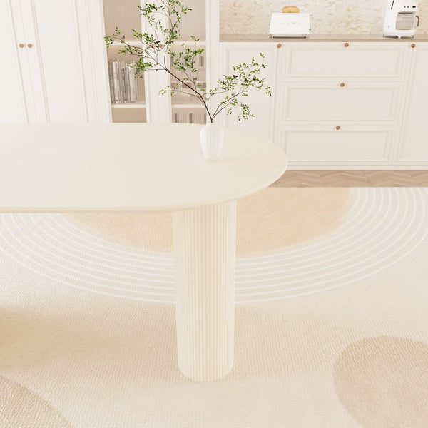 English Elm 63" Medieval-Modern Cream Dining Table Set With 4 Green Pu Chairs & Black Metal Legs For Style W2189S00759