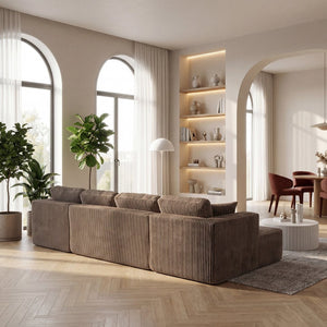 English Elm U Shape Modular Sectional Sofa Corduroy Upholstered Minimalist Living Room Couch Khaki W1919S00017