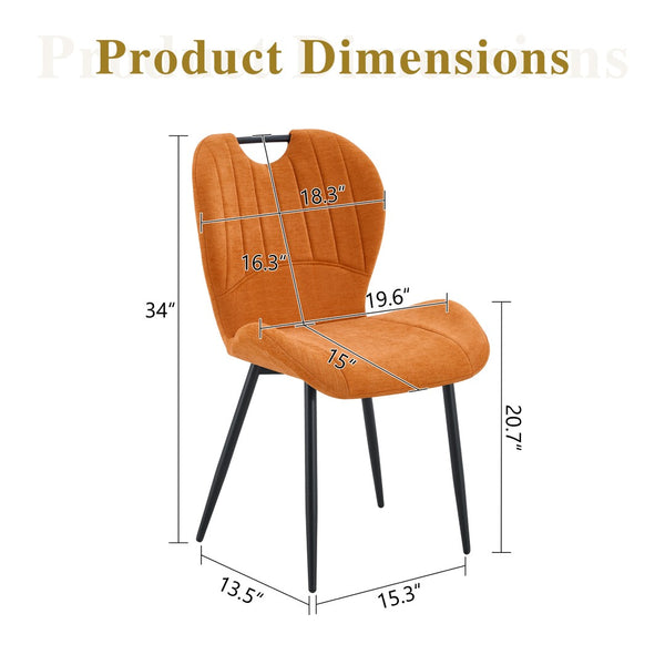 English Elm Set of 4 Olive Fabric Dining Chairs Ergonomic Cushion Black Steel Frame Modern Black+Orange W1151P454882