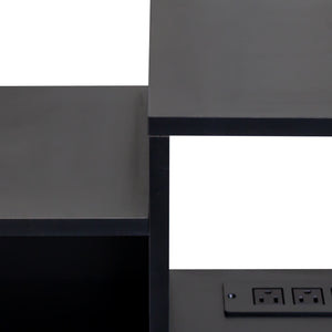 English Elm 65.35in Wall Mounted Floating TV Stand with 20 Color LEDs, Charging Station & Spacious Cable Management for Modern Entertainment Black W331P242458