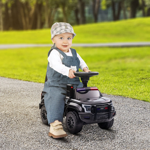 English Elm Aosom Police Truck Ride on Toy with Pa System and Under Seat Storage for Toddlers W2225P217708