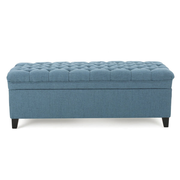 English Elm Christopher Knight Home® - Juliana Versatile Blue Storage Ottoman: Stylish Seating, Hidden Storage & Timeless Design For Any Room 57741.00BLU