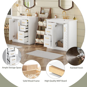 English Elm 60'' Bathroom Vanity Set With Soft-Close Drawers, Elegant Ceramic Sink & Ample Storage Space N710SS00002K