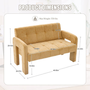 English Elm Nordic Ergonomic Double Armchair Upholstered Chenille Sofa 2-Seater Compact Lounge Chair 550LB Capacity Yellow W395P380536