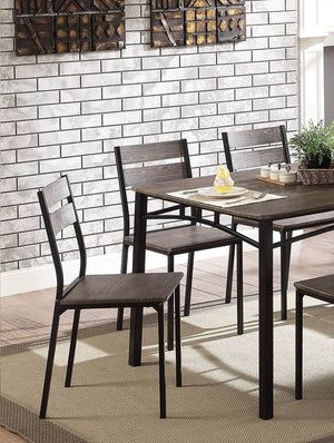 English Elm Simple Industrial Metal Frame 5pc Dining Set with Weathered Wood Top and Comfortable Side Chairs Antique brown,Black 69 L x 38 W x 5 H B011P320851