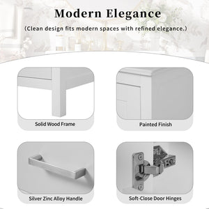 English Elm 48-Inch Modern Bathroom Vanity with Dual Ceramic Sinks, Ample Soft-Close Storage and Stylish Design White N729P000009K