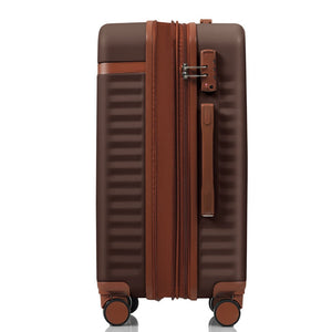 English Elm Luggage 3 Piece Abs Hard Shell Set with Usb Port Front Access and Spinner Wheels Brown N726P307555B