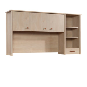 English Elm Desktop Hutch with Brown Finish, Engineered Wood, Open & Hidden Storage, Adjustable Shelves, Cord Management System B356P367816