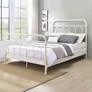 English Elm White Spindle Bed with Box Spring Support, Metal Full Size Frame, Classic Elegant Headboard Accent B062P215388