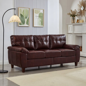 English Elm 2 Piece Pu Leather Sofa Set Tufted Cushions Hidden Storage Modern Living Room Burgundy W1097S00250