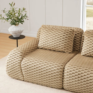 English Elm 82" Modular Sectional Sofa Flannelette Upholstery Deep Seat No Assembly Living Room Light Camel W714P377075