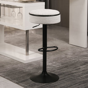 English Elm Round Storage Bar Stool with Hidden Lift Storage, Height Adjustable 28–36" Swivel Seat for Home Off White W2200P196801