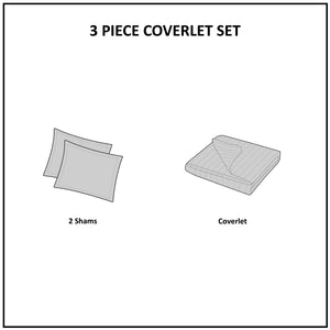 JLA Home Urban Habitat - 3 Cotton Quilt Set with Chenille Trim Accents — OEKO-TEX Breathable Comfort, Machine Washable, Textural Modern Style 92 L x 88 W x 0.25H UH13-2321