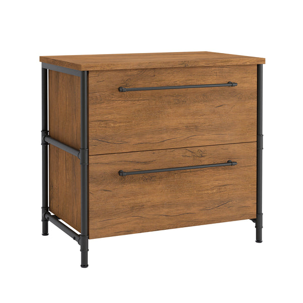 English Elm Lateral File Cabinet In Warm Oak Finish - Stylish, Durable Storage For Home Office & Workspace Solutions B356P367836