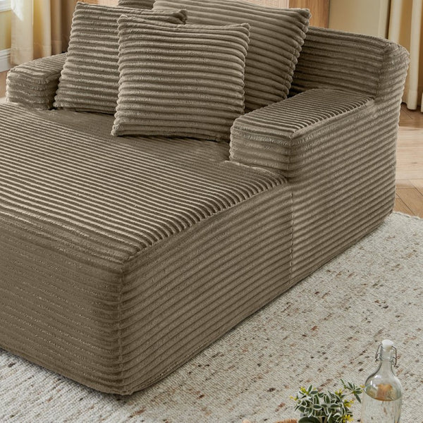 English Elm Single Frameless Velvet Lounge Chair Plush High Density Foam Accent Seat for Living Room Brown W487P420018