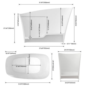 English Elm 51 Inch Freestanding Stone Resin Soaking Tub Matte Spa Basin Thermal Insulated T3785P353967