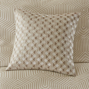 English Elm 9-piece King Jacquard Comforter Set Tan Ivory Geometric Woven Embroidered Bedding B035P437414
