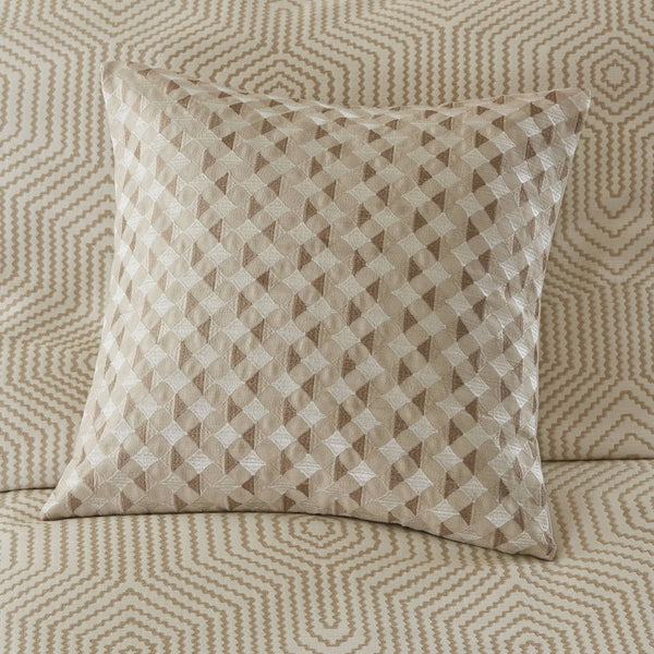 English Elm 9-piece King Jacquard Comforter Set Tan Ivory Geometric Woven Embroidered Bedding B035P437414