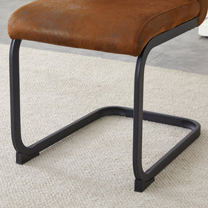 English Elm Set of 2 Vintage Brown Suede Fabric High Back Dining Chairs with Black Metal Frame W1151P324742