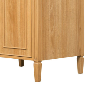 English Elm 24" Solid Pine Bathroom Vanity Cabinet with Ceramic Sink Soft Close Drawers N725P375500N