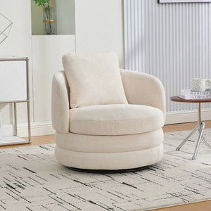 English Elm 30"w Swivel Barrel Accent Chair Chenille Upholstered Club Seat for Living Room Reading Beige W3118P462479