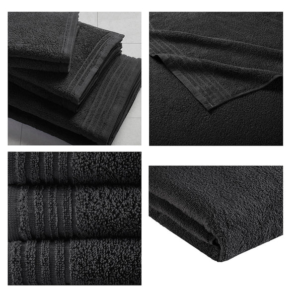 JLA Home 510 Design - 100% Cotton zero-twist 12-piece towel set — quick-dry, ultra-absorbent bath, hand & washcloths, OEKO-TEX certified Black 5DS73-0289