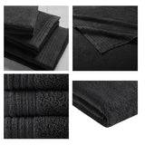 510 Design Big Bundle Casual 100% Cotton Quick Dry 12 Piece Bath Towel Set 5DS73-0289 Black