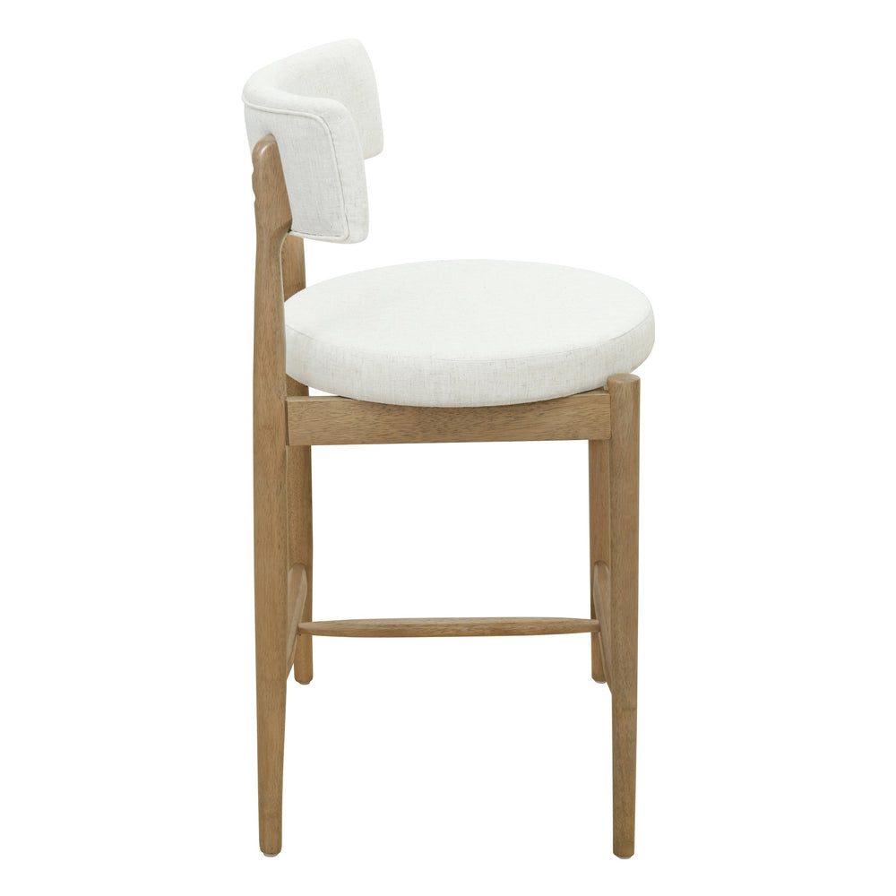 English Elm Christopher Knight Home® - Mid Century Modern Counter Stools Set Of 2 - Natural Wood & Beige Upholstered Comfort Design N771P205427A
