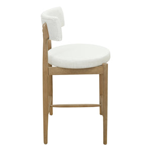 English Elm Christopher Knight Home® - Mid Century Modern Counter Stools Set Of 2 - Natural Wood & Beige Upholstered Comfort Design N771P205427A