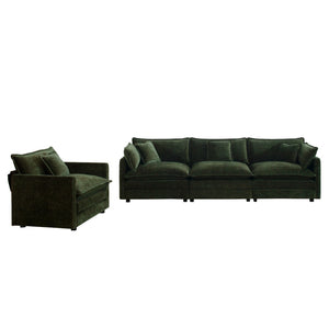 English Elm 2-piece Modular Green Chenille Sofa Set with Deep Cushioned Seating for Living Room W714S00463