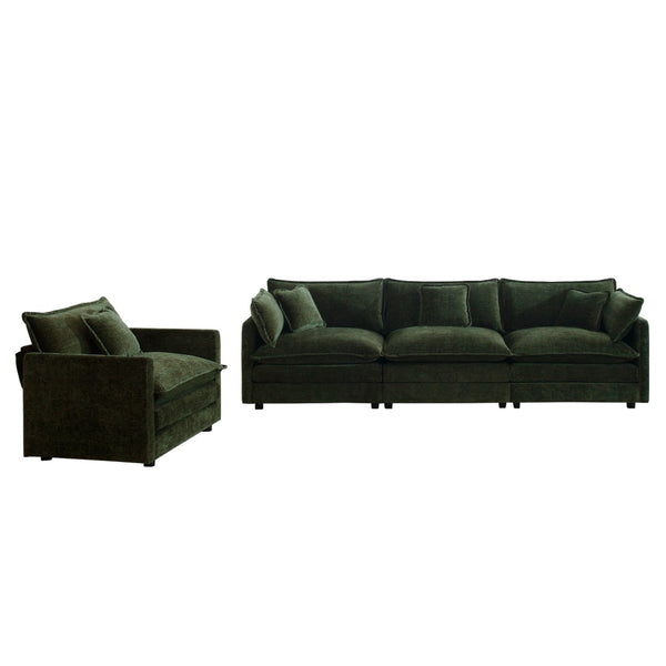 English Elm 2-piece Modular Green Chenille Sofa Set with Deep Cushioned Seating for Living Room W714S00463