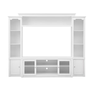 English Elm Entertainment Wall Unit with Glass Doors Open Shelving Mdf Living Room Storage White N710S688102K
