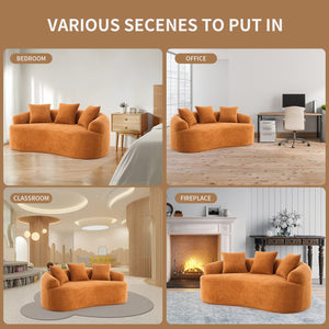 English Elm LY-025S Curved Loveseat Compact 65" Space-Saving Chenille Upholstery, 30D Foam+Spring Comfort Orange W2231P261292