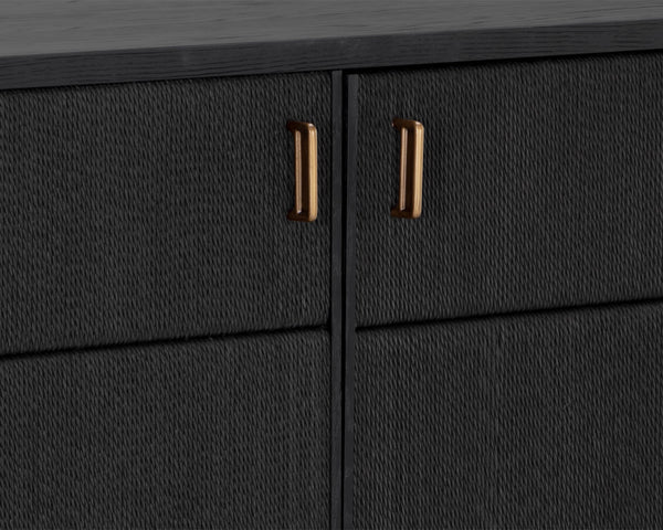 Sunpan Etienne Sideboard - Elegant Design with Antique Brass Handles and Unique Wood Character for Your Home Black