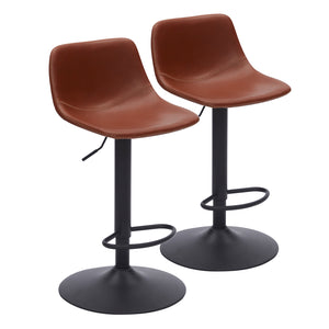 English Elm Adjustable Mid Century Swivel Bar Stools Set of 2, PU Leather Rustic Counter Chairs 350LB Capacity T3623P354963