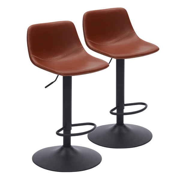 English Elm Adjustable Mid Century Swivel Bar Stools Set of 2, PU Leather Rustic Counter Chairs 350LB Capacity T3623P354963