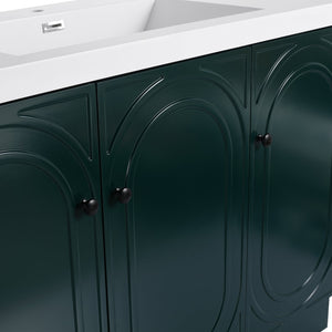 English Elm 48" Freestanding Bathroom Vanity with Thick Resin Sink, Soft-Close Doors, Adjustable Shelves, Durable Finish Dark Green W999S00276