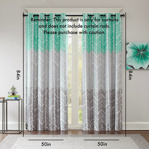 English Elm Printed Total Blackout Curtain Panel - Modern Chevron Design, 100% Light Blocking, Easy Care & Insulation B03596320-GIGA
