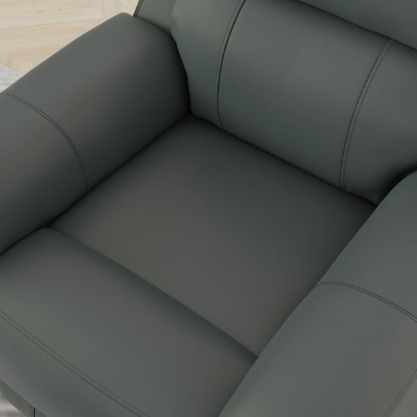 English Elm Oslo Manual Glider Recliner with Genuine Leather, 360° Swivel, High-Density Foam & Hardwood Frame Sapphire Blue B339P411560