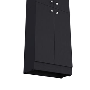English Elm Kitchen Pantry Tall Cabinet 71" H with 4 Doors and 5 Adjustable Shelves for Organized Storage and Laundry Black 42.91 L x 28.74 W x 5.12 H B097P221376