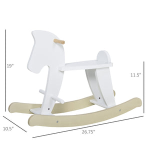 English Elm Classic Wooden Toddler Rocking Horse with White Finish Safe Grip Rails Nursery Play T3971P442259